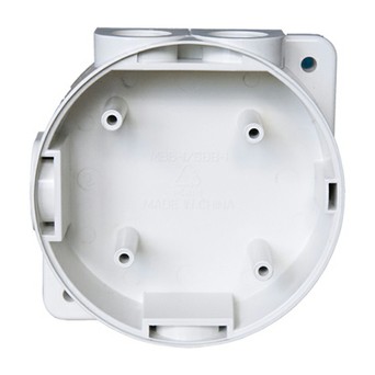 Hochiki's MBB-1, a white plastic box featuring four holes, suitable for marine environments.