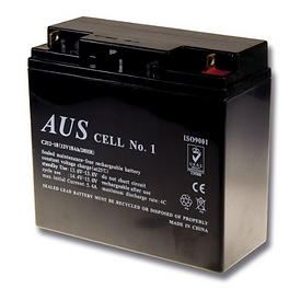 A 12V 18AH Auscell Sealed Lead Acid Battery displayed against a white background, highlighting its features and branding.