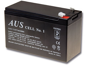 A 12V 7AH Auscell Sealed Lead Acid Battery presented against a clean white backdrop.